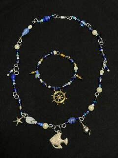 Ocean themed necklace + ring